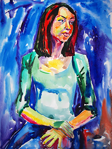 Erksav akvarellportree 50 × 70 cm, originaalmaal (1 foto / 2)