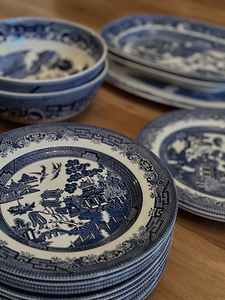 Churchill Set “Blue Willow” Vintage (2 foto / 8)