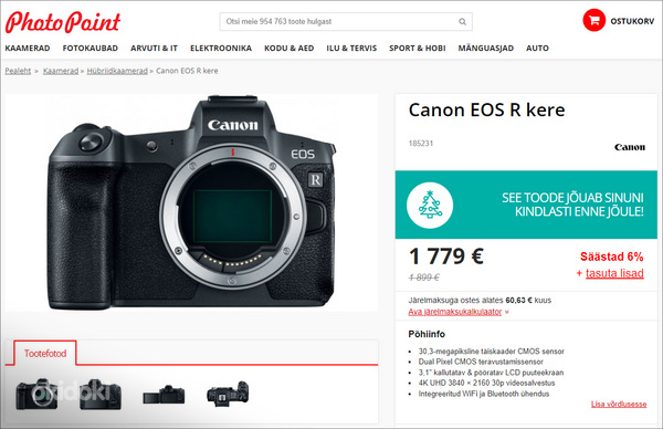 Canon EOS R (body) hübriidkaamera (фото #9)