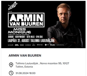 Armin Van Buuren piletid - 2 tk (1 foto / 1)