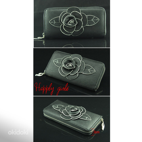 Новый красивый женский кошелёк с большой розой (фото #2)
