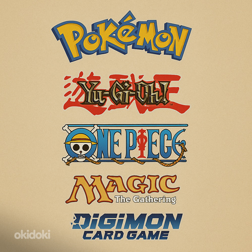 Pokemon, Yu-Gi-Oh, One Piece, Magic Gathering kaardid