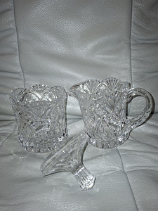 Tšehhi kristallkomplekt suhkrutoos, koorekann kõrgus 9 cm (1 foto / 4)