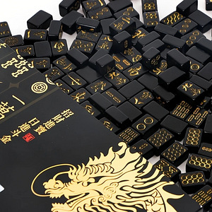 Mahjong – luksuslik kinkekomplekt, must ja kuldne, 144 klots (5 foto / 5)
