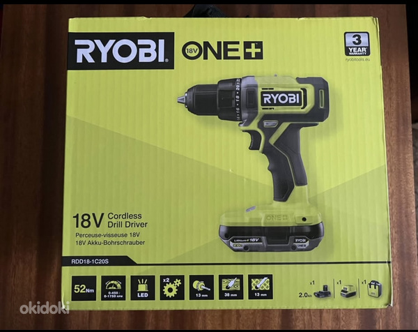 RYOBI ONE+ RDD18-1C20S, 2 AH, новая