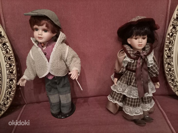 2 kena vintage portselanist nukku kõrgus 40 cm