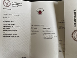 Uus rubiini ja briljantidega sõrmus. Valge kuld (6 foto / 8)