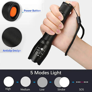 LED taskulamp lanterna, T6-1000 lm, uus (5 foto / 9)