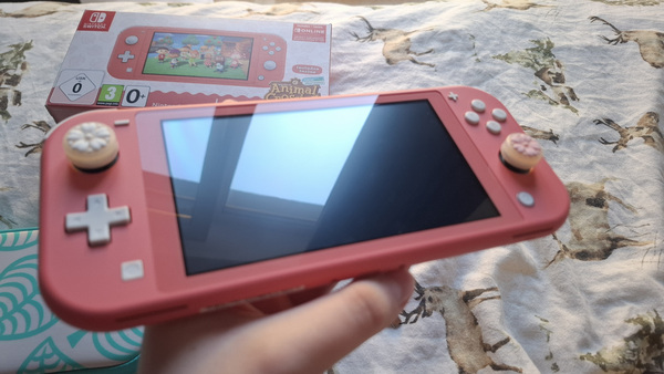 Nintendo Switch Lite + ümbris + karp, ideaalne seisukord