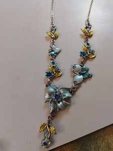 Turkoosi kristalli lasi helmi kaulakoru (2 valokuva sivusta 3)