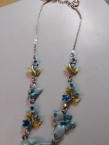 Turkoosi kristalli lasi helmi kaulakoru (3 valokuva sivusta 3)