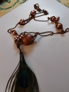 Riikinkukko sulka kaulakoru lasi helmillä (5 valokuva sivusta 5)