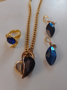 Juhla koru setti sininen kristalli lasi helmillä ja lasi hel (1 valokuva sivusta 4)