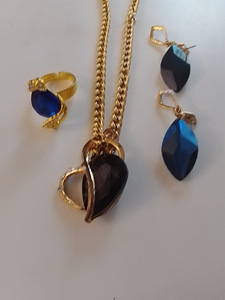 Juhla koru setti sininen kristalli lasi helmillä ja lasi hel (3 valokuva sivusta 4)