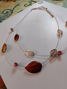 Vintage kaulakoru kristalli lasi lehdet (2 valokuva sivusta 4)