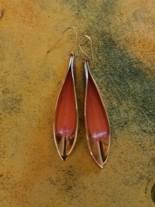 Vintage korvakorut pinkki lasi pisarat (1 valokuva sivusta 5)