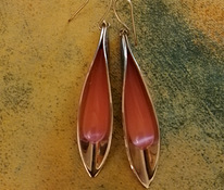 Vintage korvakorut pinkki lasi pisarat