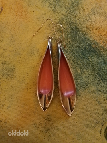 Vintage korvakorut pinkki lasi pisarat