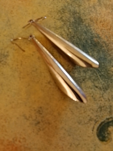 Vintage korvakorut pinkki lasi pisarat (5 valokuva sivusta 5)