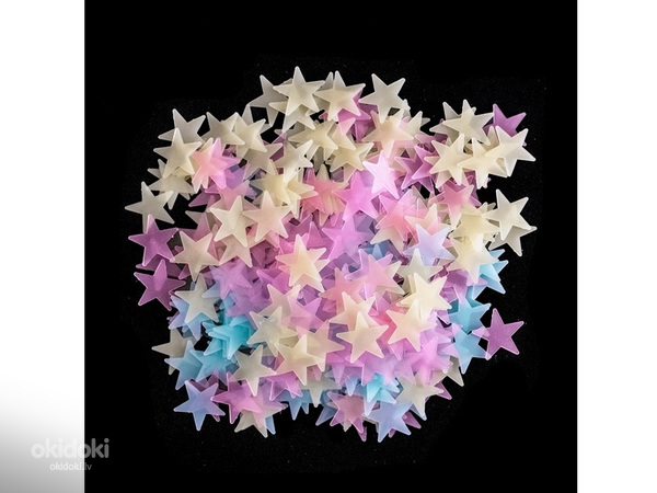 Флуоресцентные звезды 100 шт (PAG683A) разноцветные (фото #3)