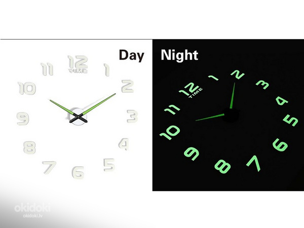 Sienas pulkstenis fluorescējošs 50-60cm 12 cipari DIY 7442 (foto #1)