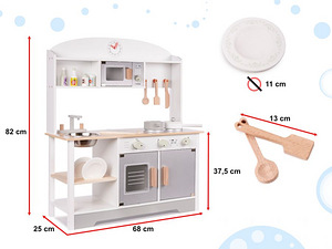 Bērnu rotaļu spēļu MDF koka virtuve ar piederumiem (6287) (2 foto no 10)