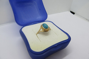 Кольцо бирюза-золото-женское-1,04гр