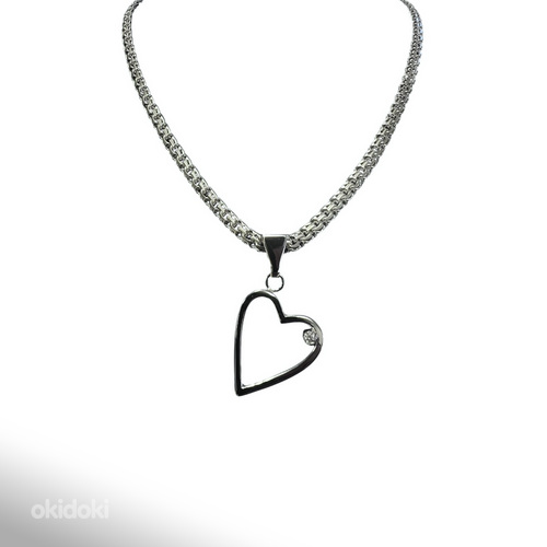 Handmade Heart shape pendant with Bismarck chain 925 Silver