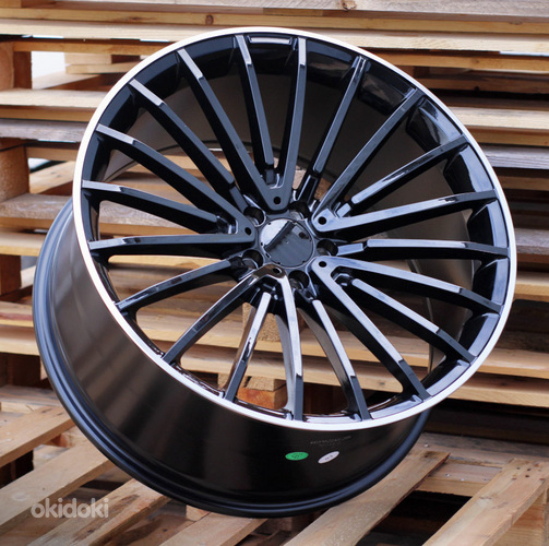R19x8.5  5X112  ET  40  66.6  MR532  (FL-0235)  Black+Polished Lip (BLPL)  For MER  (P1)  (HYBRID FORGED Rear+Front)