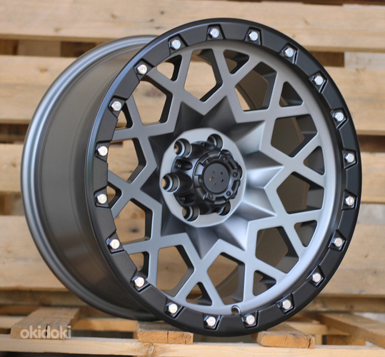 R17x9  6X114.3  ET  0  66.1  JT245  Grey Polished Matt (MGM)  For 4X4  (K3)  (Silver Rivets)