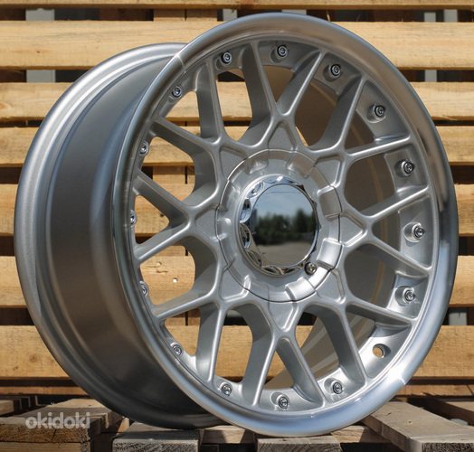R15x7  8X100/114  ET  25  73.1  HX025  (LU1879)  Silver+Polished Lip (SP)  For HAXER  (R)  ((AKC 65 Eur))