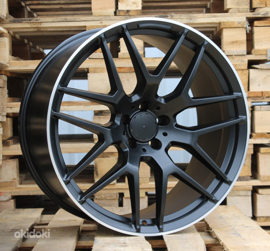 R21x11  5X112  ET  38  66.6  FE115  (HE762)  Black Half Matt+Polished Lip (BLHMPL)  For MER  (P1)  (Rear+Front)