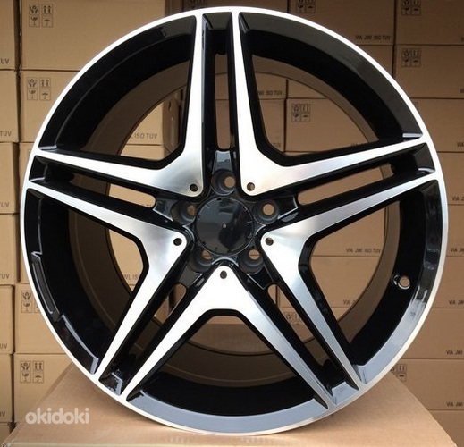 R18x8.5  5X112  ET  45  66.6  BY496  Black Polished+Powder Coating (MBPC)  For MER  (P1)  (Rear+Front)