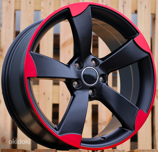 R18x8  5X112  ET  35  66.5  BK217  (XF558)  Black+Red Line (BR)  For AUD  (K4)  ((AKC 75 Eur))