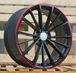 R17x7.5  5X112  ET  51  57.1  B5937  Black Half Matt+Red Lip (BLHMRL)  For VW  (R) (1 foto / 1)
