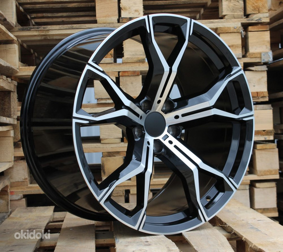 R22x10.5  5X112  ET  43  66.6  B5498  (BYD1538)  Black Polished+Powder Coating (MBPC)  For BMW  (K7)  (Rear+Front)