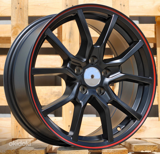 R17x7  5X100  ET  38  67.1  B5253  Black Half Matt+Red Lip (BLHMRL)  For RACIN  (L4)