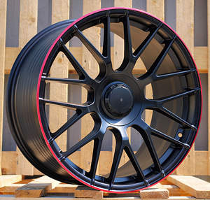 R19x9.5  5X112  ET  43  66.6  B1268  (HE-F083)  Black Half Matt+Red Lip (BLHMRL)  For MER  (K3)  (Rear+Front (Satin Black)) (1 foto / 1)