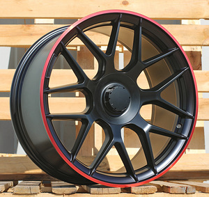 R20x8.5  5X112  ET  38  66.6  B1258  Black Half Matt+Red Lip (BLHMRL)  For MER  (Z3+Z2)  (Rear+Front) (1 foto / 1)