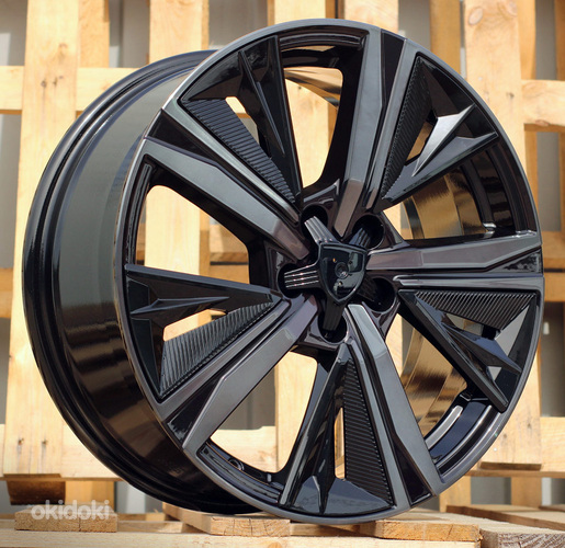 R17x7.5  5X108  ET  44  65.1  Y1187  (LU2402)  Black+Tinted Face (BLTF)  For PEUG  (P1)  (NEW Design Carved Spokes)