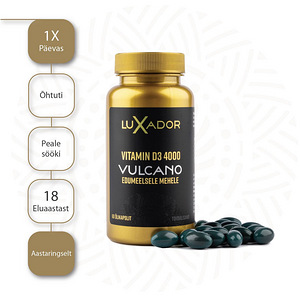 LUXADOR Vitamin D3 4000 VULCANO N60 õlikapslid (4 foto / 4)