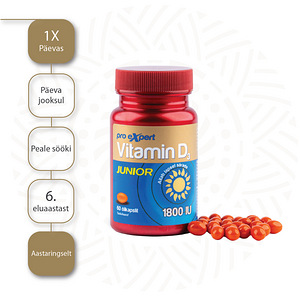 Vitamin D3 1800 PRO EXPERT JUNIOR N60 õlikapslid (4 foto / 4)