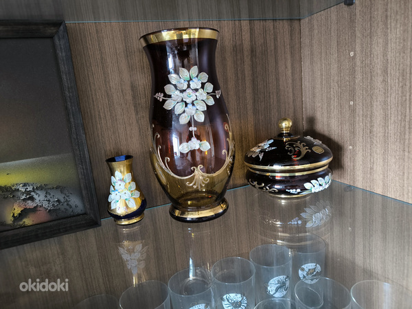 Luksuslik kuldatud Bohemia "High Enamel" klaasist vaas