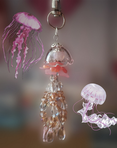 Pink jellyfish keychain