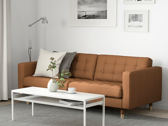 IKEA LANDSKRONA 3-kohaline diivanvoodi – pärisnahk (GRANN) –