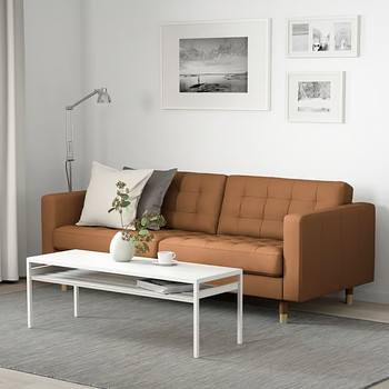 IKEA LANDSKRONA 3-местный диван-кровать — натуральная кожа (GRANN) —