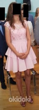 Новое розовое вечернее платье с фигурной юбкой, платье для выпускного вечера, S, кружевной топ (фото #2)