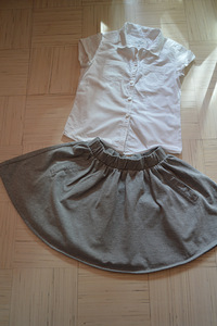 H&M valge pluus s.140 ja taskutega seelik (2 foto / 5)