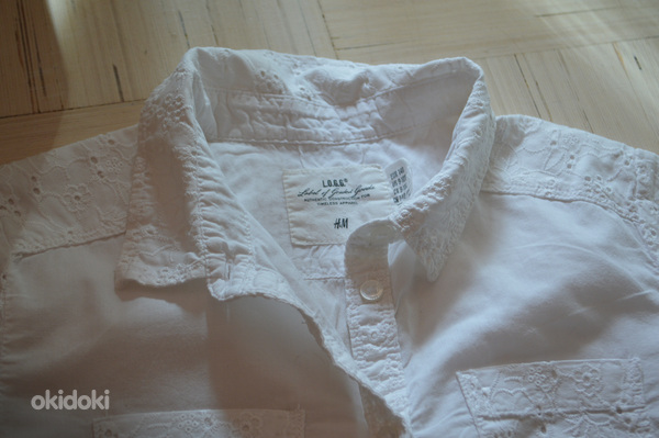 H&M valge pluus s.140 ja taskutega seelik (foto #3)