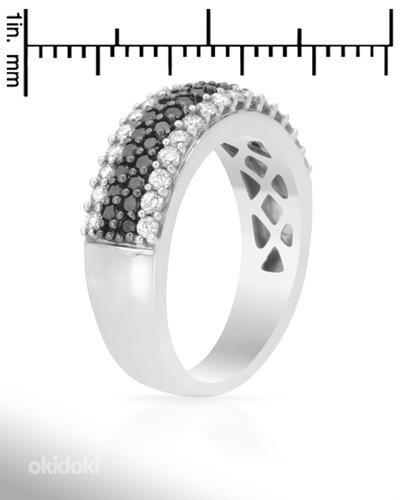 Золотое кольцо с белыми и черными бриллиантами 1,0 карат (фото #2)